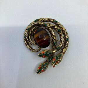 Vtg 1970 ART Arthur Pepper enamel snake cobra brooch